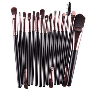 NEW 15 pcs BLACK-ROSE GOLD Pro Makeup Brush Set